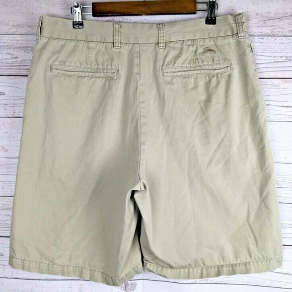 Tommy Bahama Other - Tommy Bahama Mens Shorts sz‎ 36 Flat Front Chino Tan Cotton Twill Florida Casual